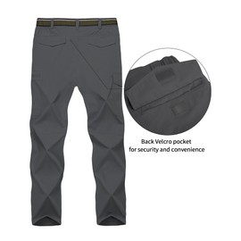 Mens Hiking Pants,Light Weight Cargo Outdoor Breathable with 6 Pockets, Summer Casual Quick Dry Waterproof Fishing Pants Dark Grey