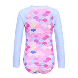 Moon Tree Big Girls One Piece Swimsuits Mermaid Bathing Suit Long Sleeve Rash Guard for Girls Pink Size 10