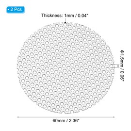 PATIKIL 2.4" Diameter 304 Stainless Steel Perforated Sheet, 2 Pcs 0.06" Hole 19GA Expanded Metal Mesh Round Slices Plate Screen Decorative Meshes for Ventilation Grill Smoking, Silver Tone