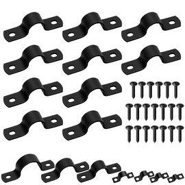 Mardatt Black 2 Hole Pipe Clamps, Set of 10 3/4 Inch (20 mm) U Pipe Clamps, Rigid Pipe Strap, Pipe Clamp Mounting Clamp, Metal Cable Clamps, Pipe Fixings
