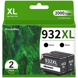932XL Black Ink Cartridges High-Yield 2-Pack Replacement for HP 932 XL 932XL Ink Cartridges for OfficeJet 6600 6700 7510 7610 7612 6100 7620 7110 Printer Ink