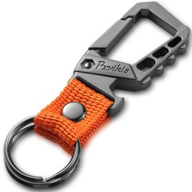 Pxvikis Carabiner clip Keychain metal heavy duty key chain bottle opener holder car key fob belt ring unisex for men and women.Orange