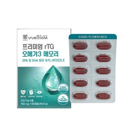 stomach biome WeBiome Premium rTG Omega3 Memory 780mg x 60 capsules (2) / JJ Mall / 위바이옴 프리미엄 rTG 오메가3 메모리 780mg x 60캡슐 2개 / JJ몰
