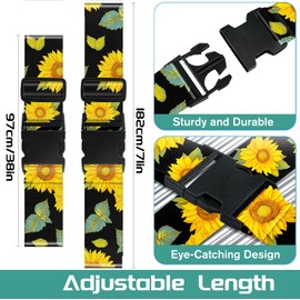 OffiEase Luggage Straps for Suitcases Travel Belt - Baggage Identifiers Suit Case Accessories with Buckle Nylon Adjustable Band Over Handle for Airport 2 pack Sunflower