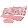 Typewriter Mechanical Gaming Keyboard and Mouse Combo, Retro Punk Round