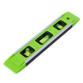 9 Inch Torpedo Level Magnetic, Small Leveler Tool with 3 Bubble Vials 45°/90°/180° and Overhead Viewing Window, Shock Resistant Bubble Level, Aluminum Alloy Frame (Green)