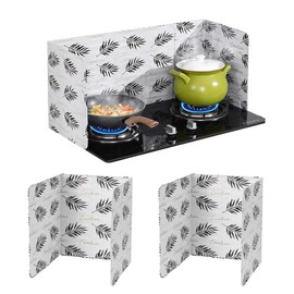 Range Guard Oil Splash Guard 3 Sided Place Oil Splash Guard Easy Care Folding Aluminum Heat Shield (Pack of 2, White)