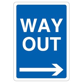 V Safety Way Out - Arrow Right 210 x 297 mm (A4) - 3mm Aluminium Composite Safety Sign