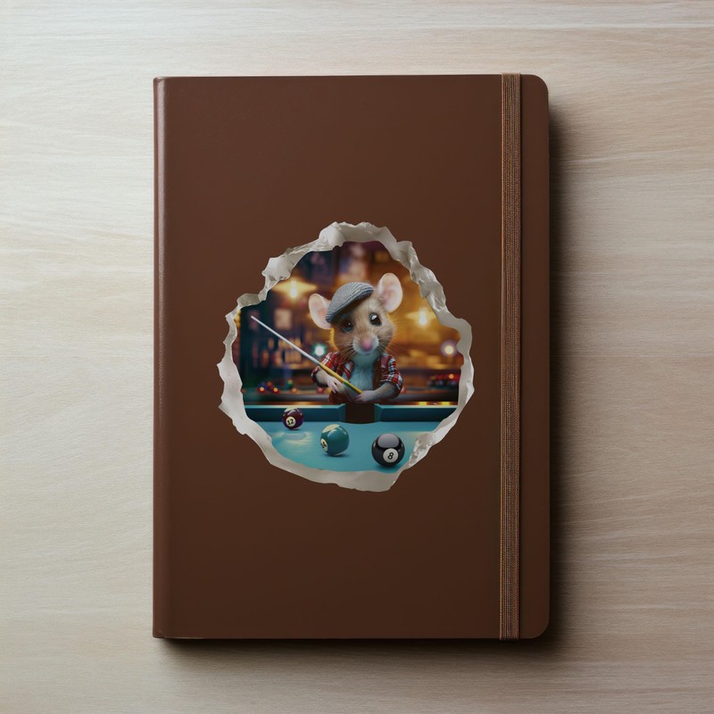 Pool Billiards Mouse - Mouse Hole Wall Sticker