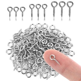 Grevosea 300 Pieces Small Screw Eye Pins Eyelets Screw Threaded Mini Stainless Steel Eye Screw Hooks Silver Threaded Eye Pins for Jewellery Making DIY Craft Hanging Ornament (3 Different Sizes)