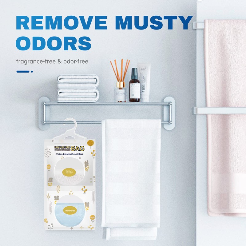 Vacplus Moisture Absorbers, Hanging Closet Dehumidifier Bags, Humidity Packs, Desiccant,