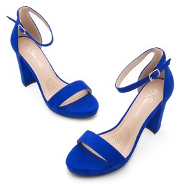 Shoe Land - Tacones de plataforma para mujer, sandalias de tacón grueso con correa al tobillo, puntera abierta, tacones altos elegantes para mujer, zapatos de graduación, boda y fiesta 2025