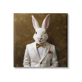 Stupell Industries White Rabbit in Suit Canvas Wall Art by Roozbeh