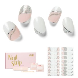 NAILOG Semi Cured Gel Nail Strips 34 pcs| Buy 2 Get 1 UV Lamp | Long Lasting Nail Polish Sticker Wraps with Glossy Gel Finish, Be with You