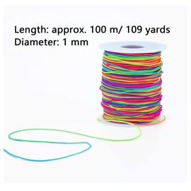 Walquicks 2 Pack 100m Rainbow Width 1mm Elastic Beading Cord Thread, Crafts Pony Beading Thread Stretch String Rainbow Color Stretchy String for Jewelry Making, Bracelet, Necklace, Crafting, Beads