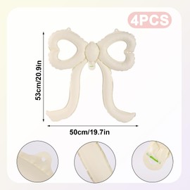 4pcs Bow Balloons, Funny Bow Balloons Decorations Birthday Themed Party Decorations Supplies for Birthday Bridal Shower Bachelorette Party (White)