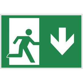Sign Emergency Exit Down PVC Hard Foam Board 300 x 200 mm 3 mm Thick
