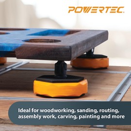 POWERTEC 72127 24 Inch Double-Cut Profile Universal T-Track with Predrilled Mounting Holes, with T Track & Work Bench Stops Plus Work Grippers and Finishing Cone - Bench Dog Cookies Fit 3/4" Dog Hole