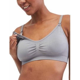 Motherhood Maternity Women’s Seamless Clip Down Nursing Bra S-3X, Grey, Large