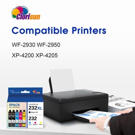 232 232XL Ink Cartridges Combo Pack Remanufactured Compatible for 232XL Ink Cartridges XP-4200 Printer Ink XP-4205 WF-2930 WF-2950 Printer (2 Black 1 Cyan 1 Magenta 1 Yellow, 5 Pack)