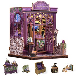 Cutefun Book Nook Kit, DIY Miniature House Kit for Adults, 3D Wooden Puzzle Mini House Building Kit with LED, Dollhouse Kit Bookshelf Insert Decor Creative Gifts for Teens (The Astrology Bookshop)