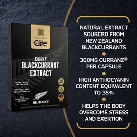 Healthspan Elite All Blacks CurraNZ Blackcurrant Extract 300mg (1 Month Supply) | Helps The Body Overcome Stress & Exertion | 300mg Natural Extract Per Capsule | 35% Anthocyanin | Vegan Friendly