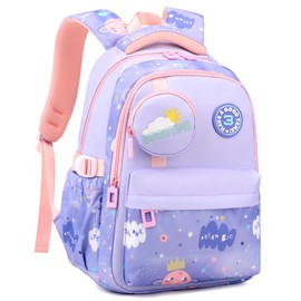 Amythe School Backpack Girls 1-4 Class, 2025 Backpack School Children 5-9 Years School Bag with Mini Coin Purse 23L-3315, purple