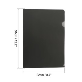 PATIKIL L Type Folders 12 Pack A4 Plastic File Project Pockets Clear Paper Document Jacket Sleeve for Office, Black