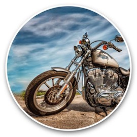 Awesome Vinyl Stickers (Set of 2) 7.5cm - Classic Motorbike Biker Cruiser Bike Fun Decals for Laptops,Tablets,Luggage,Scrap Booking,Fridges #44623