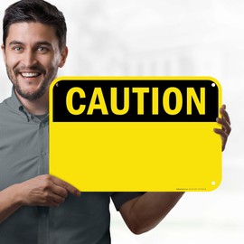 Caution Blank Sign, 12x18 Inches, 55 mil thick HDPS (high density polystyrene), Made in USA by My Sign Center