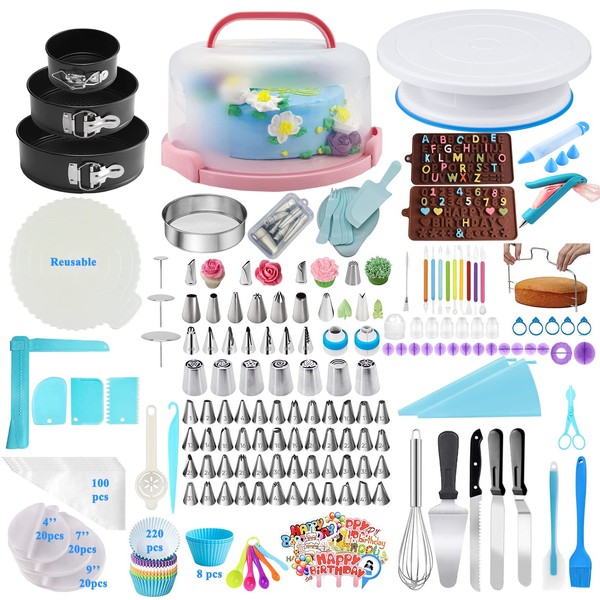 Gawren-H&E Cake Decorating Supplies Kit,599 PCS Cake Decorating Kit with