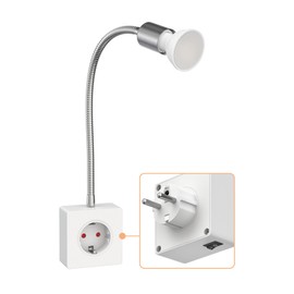 ledscom.de LESCH Socket Lamp Reading Lamp Chrome / White with GU10 LED Lamp 7 W 630 lm White
