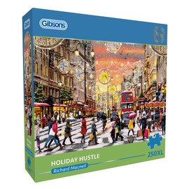 Gibsons Holiday Hustle 250XL Jigsaw Puzzle for Adults Extra Large Pieces British Festive London Shopping Spree Traditional Jigsaw Sustainable Premium 100% Recycled Board Great Gift Gibsons Games