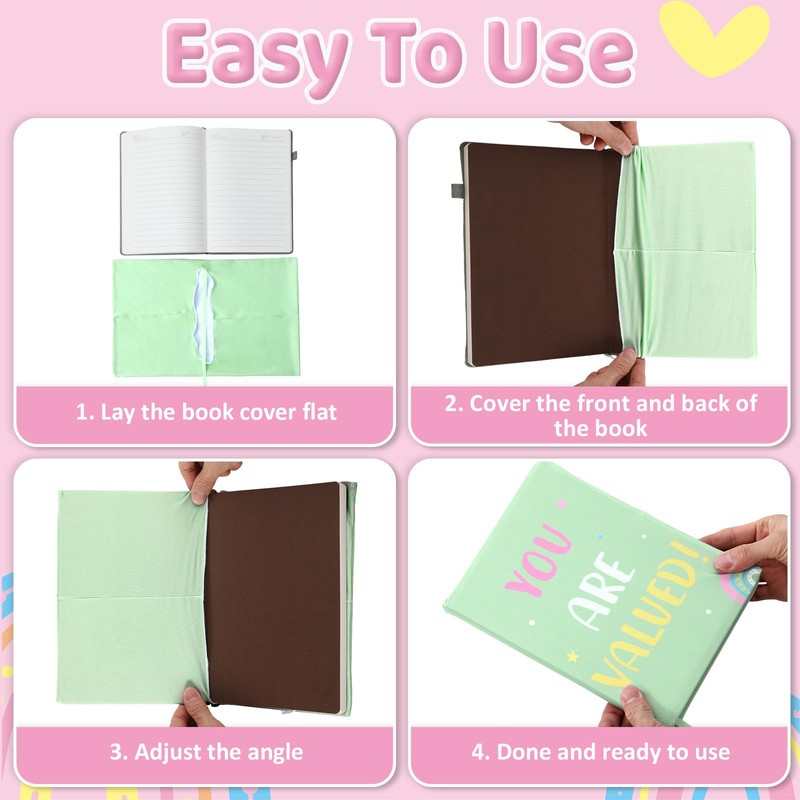 6 Pack Pastel Inspirational Quotes Book Cover Stretchable Reusable Jumbo