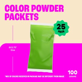 Chameleon Colors 100g Color Powder Packs - 25 Pack - 10 Vibrant Colors in Clear Bags - Non-Toxic & Gluten-Free - Great for Holi, Color Wars, Fun Run, Gender Reveal & Summer Camp
