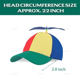 AUEAR, 2 Pack Detachable Adult Propeller Hat Baseball Cap Rainbow Top Brightly Color Green Brim