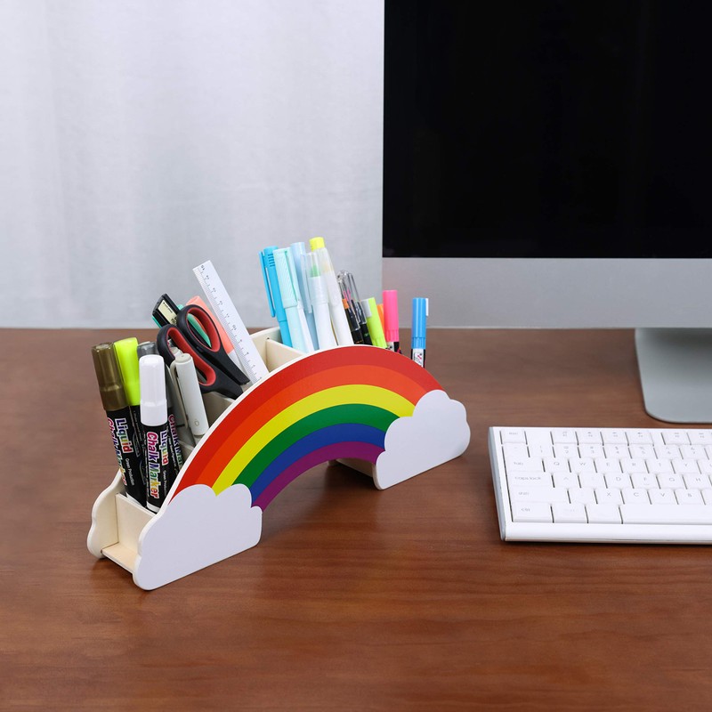 EXERZ Pen Quiver / Rainbow Desk Organiser with Star Stickers