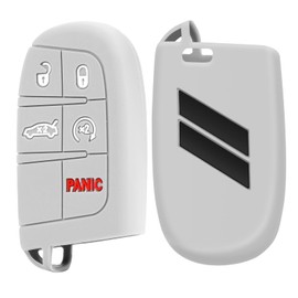 Silicone Key Fob Cover, 5 Button Remote Key Protection Case for Dodge Charger Challenger Dart Durango Journey (1 Gray Key Fob Case)