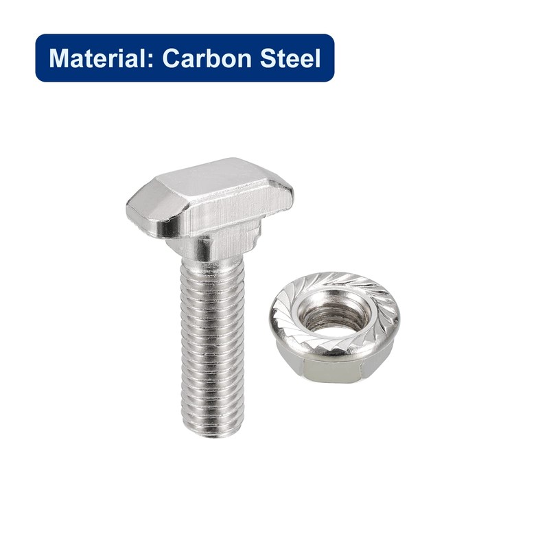 sourcing map M8x30mm T Slot Drop-in Bolt and M8 Hexagon