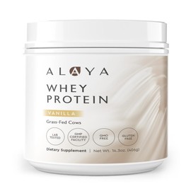 Alaya Naturals Alaya Naturals - Grass Fed Whey Protein Powder - Vanilla Flavor, All Natural, Hormone Free - 20g Protein per Serving - Non-GMO, rBGH Free, Gluten Free - Great Source of BCAA