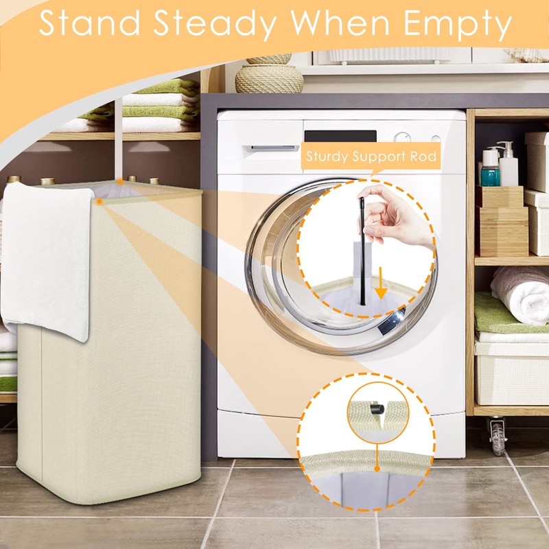 SNIGJAT Large Laundry Hamper, Tall Laundry Hamper with Sturdy Handles,