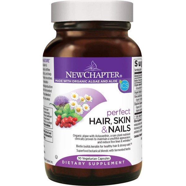 New Chapter Hair Skin & Nails Vitamins with Fermented Biotin+astaxanthin Vegetarian Capsule, 30 Count (Pack of 1)