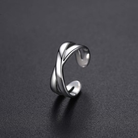 VIKI LYNN 925 Sterling Silver Open Cross Joint Ankle Ring Pinky Tail Rings for Women, 925 Sterling Silver with 18K White Gold Plated, Cubic Zirconia