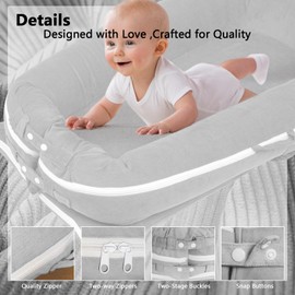 Graeame Nest Lounger Cover - Ultra Soft Corduroy Cotton Replacement Compatible with Dockatot Deluxe + Docks | Hypoallergenic & Breathable | Machine Washable | Premium Protection (Cover Only) Grey