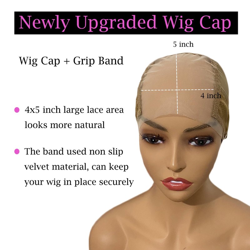 Lace Wig Grip Cap for Glueless Wig 4x5 Transparent Lace