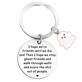 Jeffdad Funny Keychain, Friendship Keychain Best Friend Keychain Unique Friendship Gift Birthday Gift for Friends Sister Best Friend Gift (white)