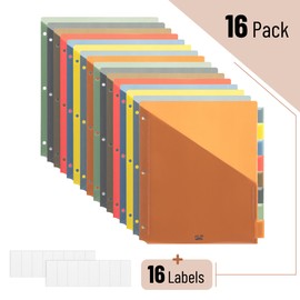 Mr. Pen- Binder Dividers with Pockets and Tabs, 16 Pack, Colorful, 3 Ring Binder Dividers with Tabs and Pockets on Both Sides