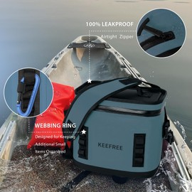 KEEFREE Soft Cooler 8 Cans,Insulated Bag Leakproof with Zipper for Lunch Drink Beverage Picnic Beach Hiking Fishing Camping Travel (Blue)