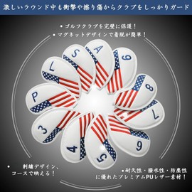 Golf Iron Cover Magnetic Closure Golf Head Cover Wedge Cover Premium PU Leather Lightweight Waterproof Wear-Resistant Embroidered Number Head Protective Cover LT-016