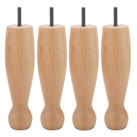MOLLY MALOU 4 x Natural Wooden Skittle Legs with four M8 D Nuts and T Nuts For Couches and Tables